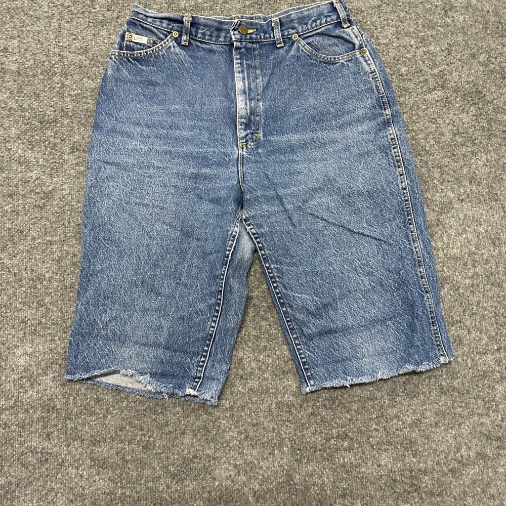 Lee Denim Shorts Womens Size 28 Blue High Waisted Raw Hem Cut Off Casual Classic
